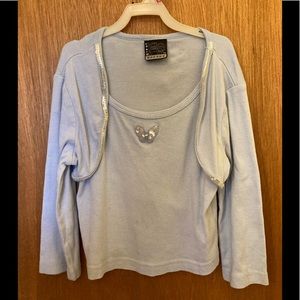 Girls’ Great Escape Light Blue Sequined Top w/ Faux Bolero, size L